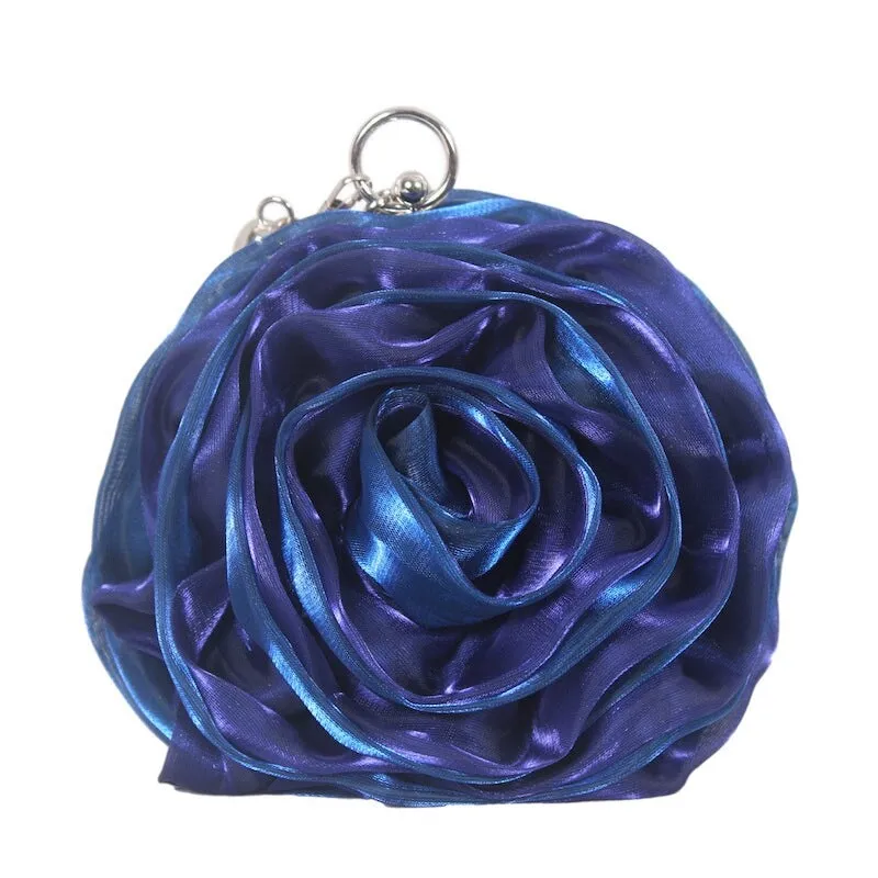Black Satine Rose Flower Clutch Handbag with Removeable Strap sold by Zulily product image thumbnail 3