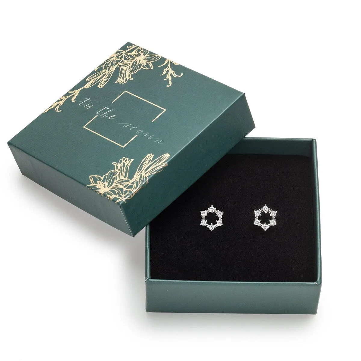 Holiday Gift Box With Moon Star Swarovski Crystal Stud Earrings sold by Zulily product image thumbnail 5