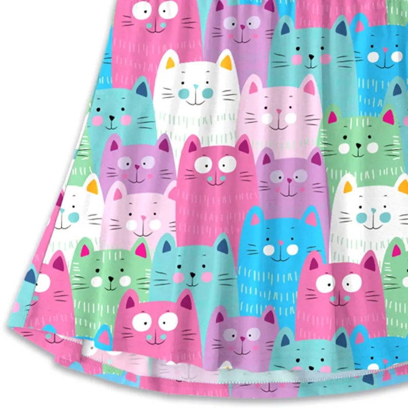 Blue & Pink Cat Print A-Line Dress sold by Zulily