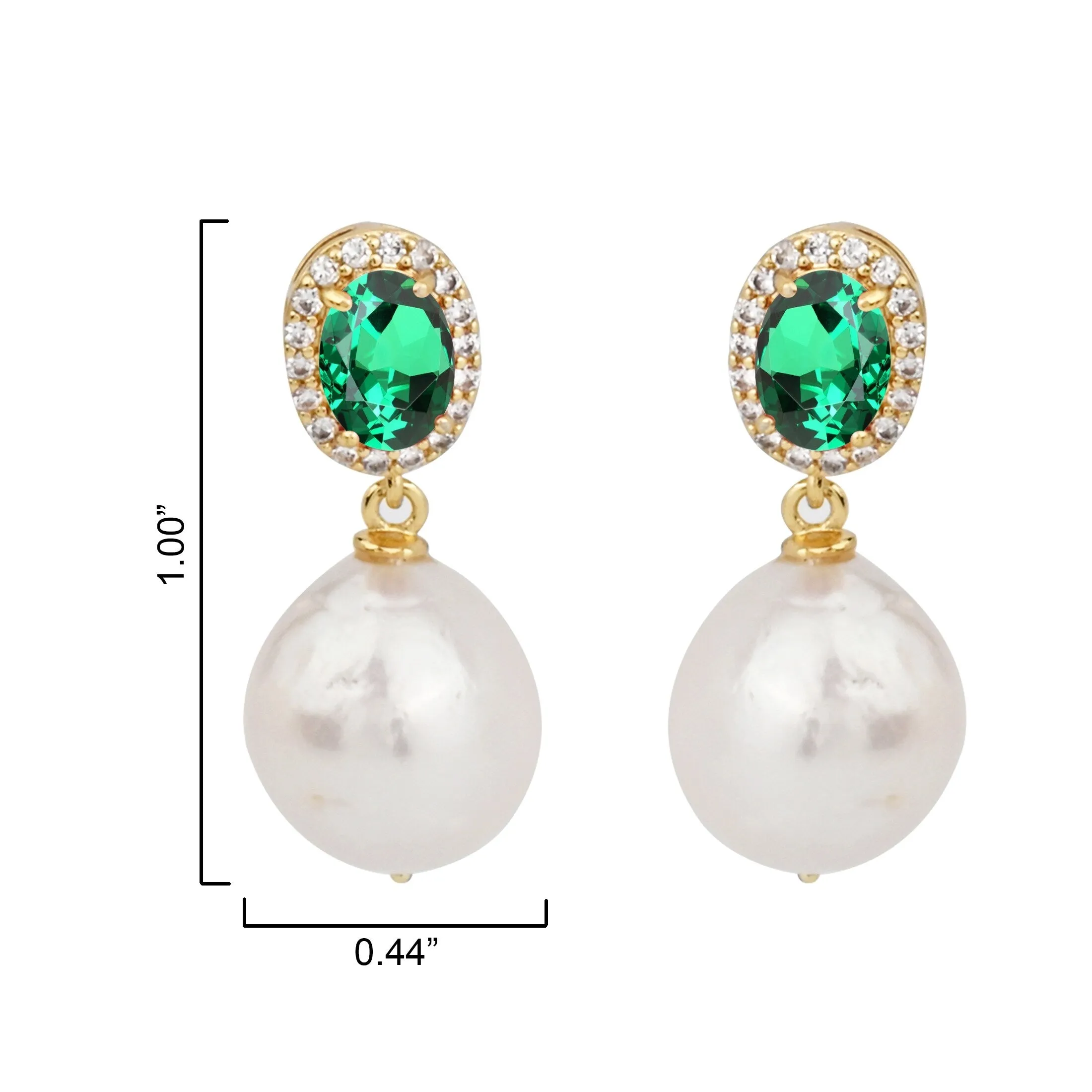 V3 Jewelry 18KT Gold Over Sterling Silver Emerald, Freshwater Pearl and White Topaz Dangle Earrings for Women sold by Zulily product image thumbnail 4