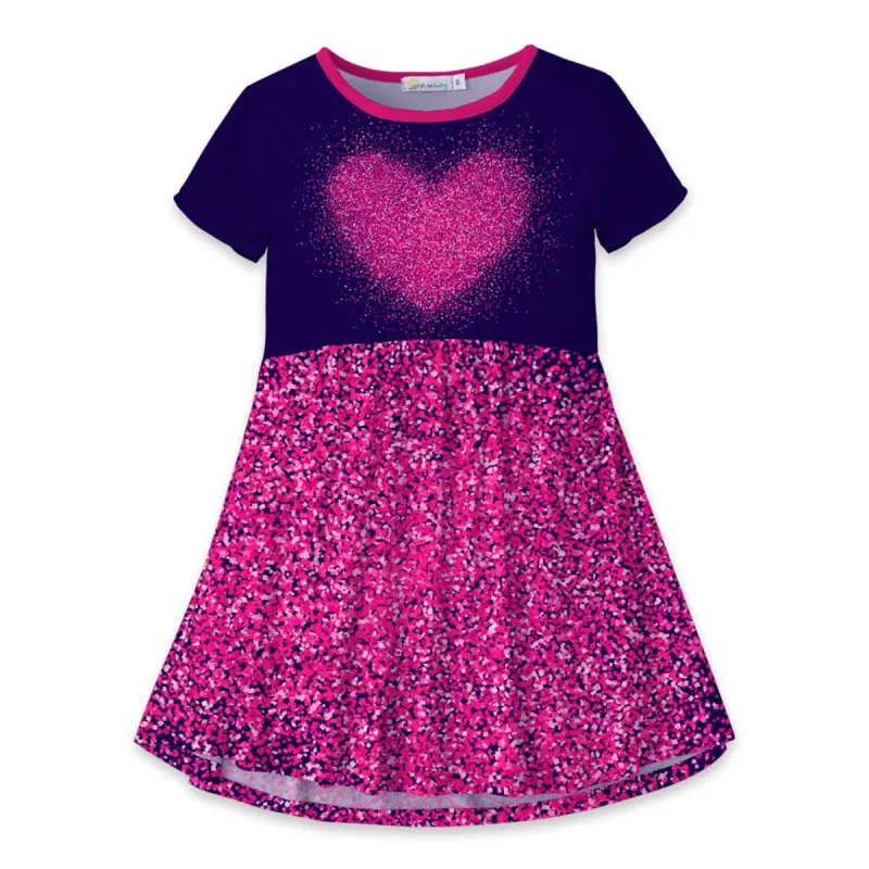 Navy & Pink Confetti Heart Print A-Line Dress sold by Zulily