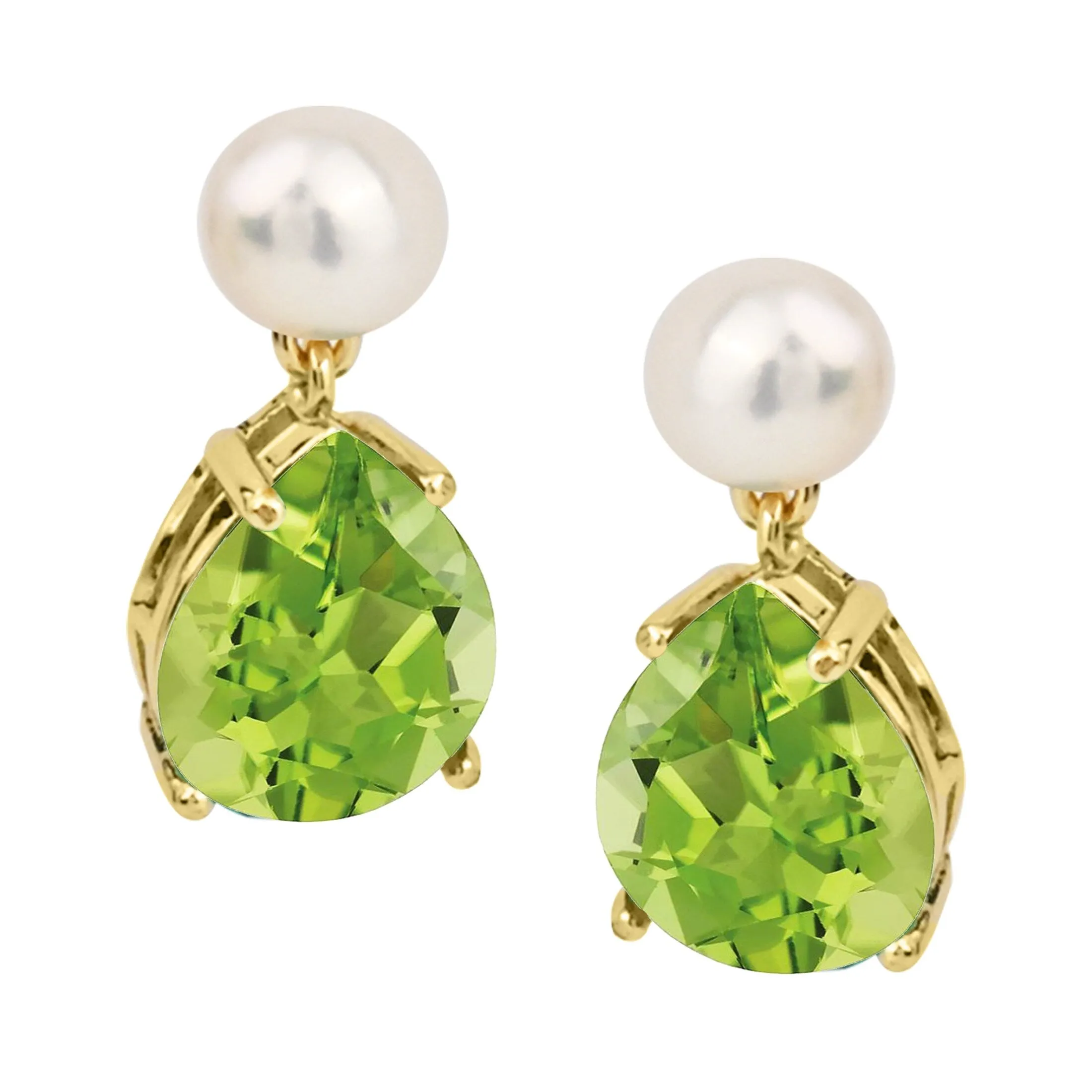 V3 Jewelry 18KT Gold Over Sterling Silver Natural Peridot and Freshwater Pearl Dangle Earrings for Women sold by Zulily product image thumbnail 4