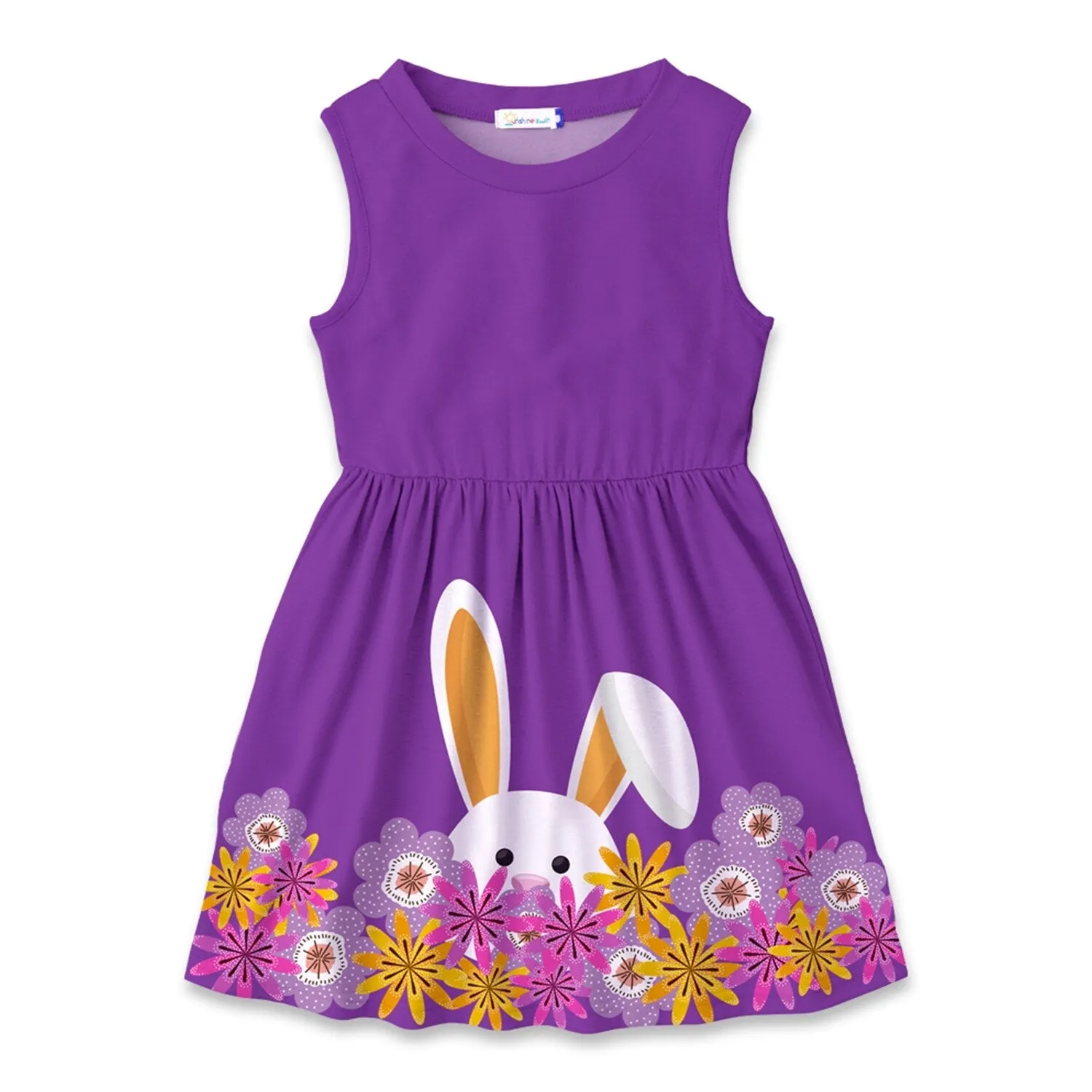 Purple Floral Bunny Print Sleeveless A-Line Dress sold by Zulily product image thumbnail 4