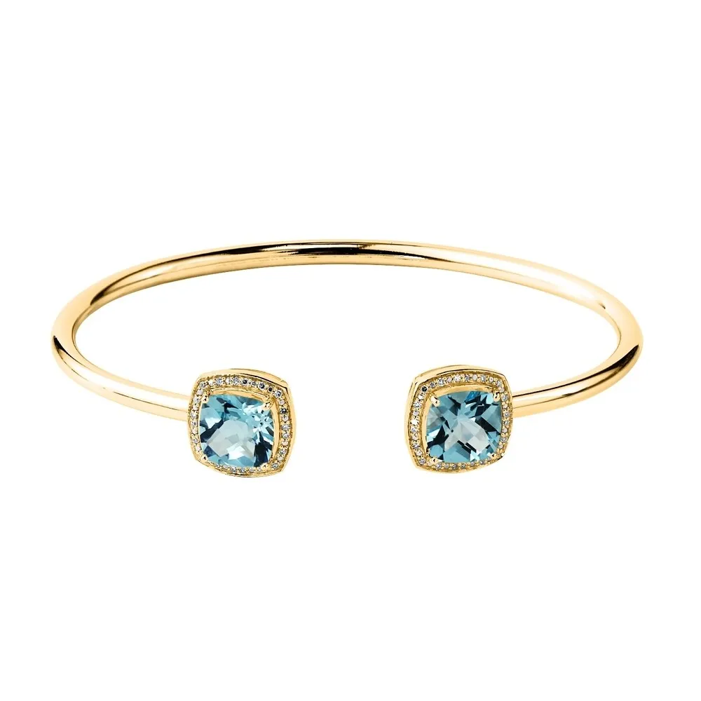 Auriya 4 3/4ct Cushion-Cut Sky Blue Topaz Gold over Silver Bangle Bracelet with Diamond Accents sold by Zulily product image thumbnail 2