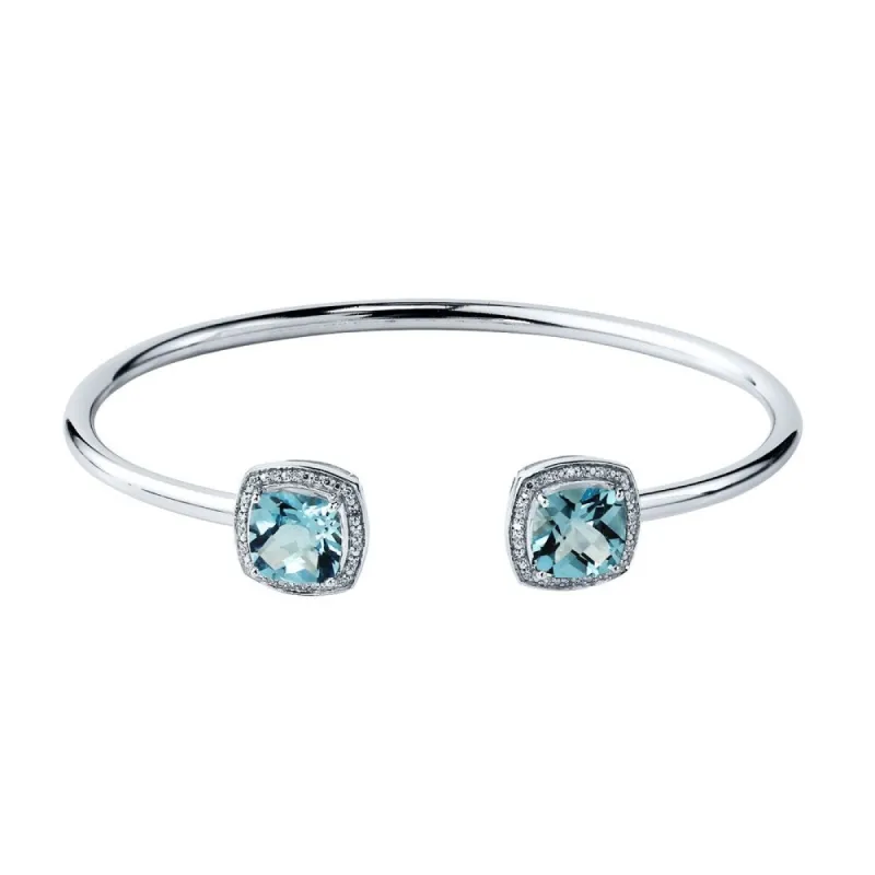 Auriya 4 3/4ct Cushion-Cut Sky Blue Topaz Gold over Silver Bangle Bracelet with Diamond Accents sold by Zulily