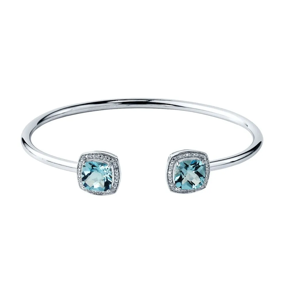 Auriya 4 3/4ct Cushion-Cut Sky Blue Topaz Gold over Silver Bangle Bracelet with Diamond Accents sold by Zulily