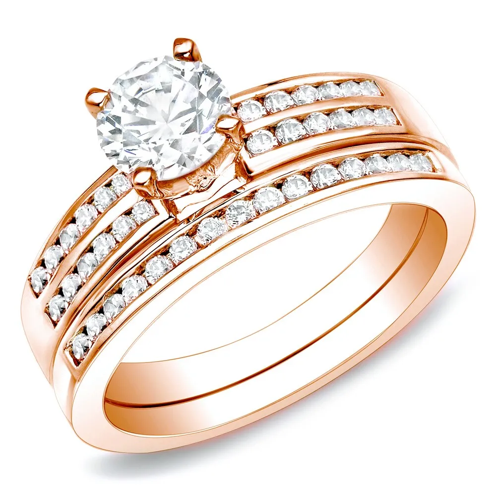 Auriya 14k Rose Gold 1ctw Round Diamond Engagement Ring Set sold by Zulily