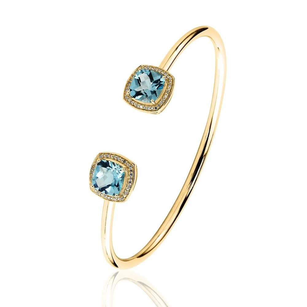 Auriya 4 3/4ct Cushion-Cut Sky Blue Topaz Gold over Silver Bangle Bracelet with Diamond Accents sold by Zulily product image thumbnail 5