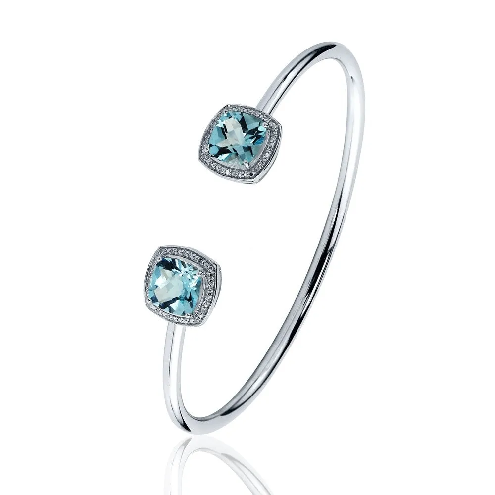 Auriya 4 3/4ct Cushion-Cut Sky Blue Topaz Gold over Silver Bangle Bracelet with Diamond Accents sold by Zulily product image thumbnail 4