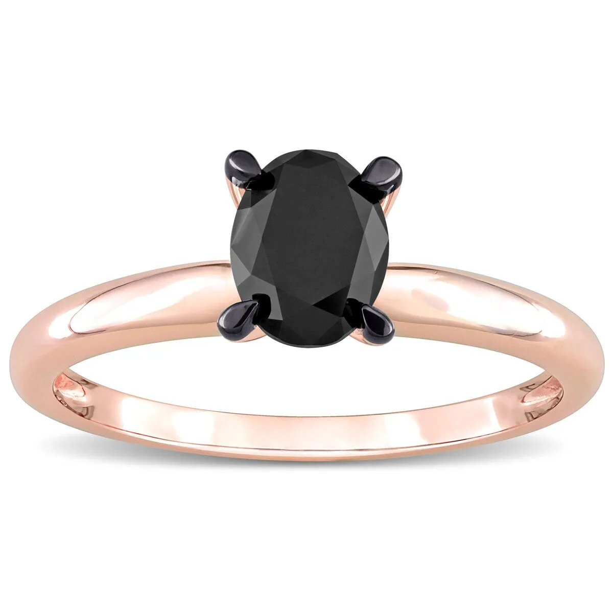 Miadora 1ct TDW Oval-cut Black Diamond Solitaire Engagement Ring in 14k Rose Gold sold by Zulily product image thumbnail 3