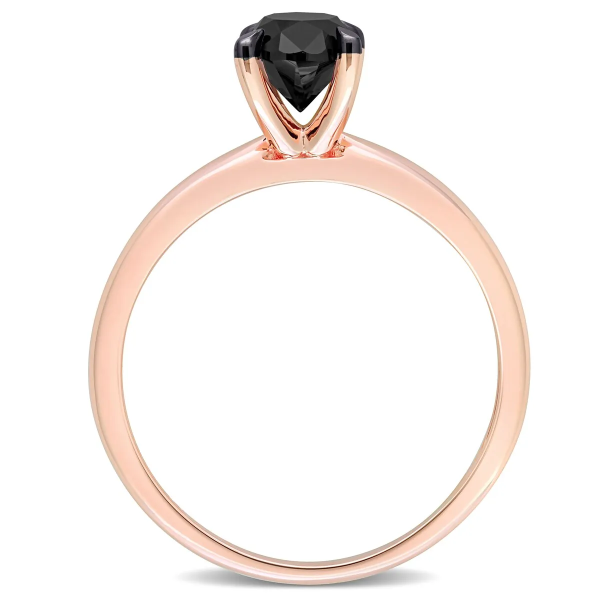 Miadora 1ct TDW Oval-cut Black Diamond Solitaire Engagement Ring in 14k Rose Gold sold by Zulily product image thumbnail 5