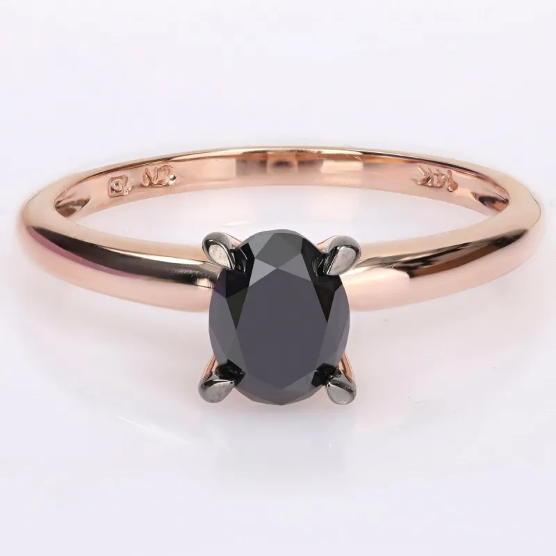 Miadora 1ct TDW Oval-cut Black Diamond Solitaire Engagement Ring in 14k Rose Gold sold by Zulily