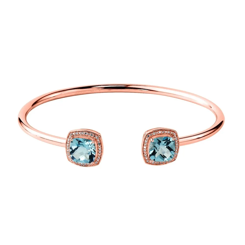 Auriya 4 3/4ct Cushion-Cut Sky Blue Topaz Gold over Silver Bangle Bracelet with Diamond Accents sold by Zulily product image thumbnail 3