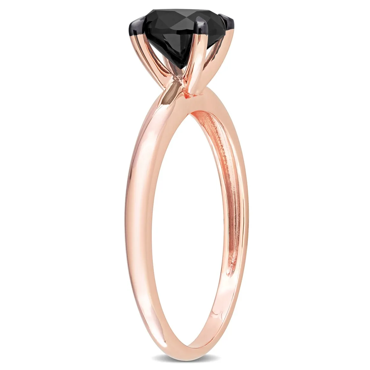 Miadora 1ct TDW Oval-cut Black Diamond Solitaire Engagement Ring in 14k Rose Gold sold by Zulily product image thumbnail 4