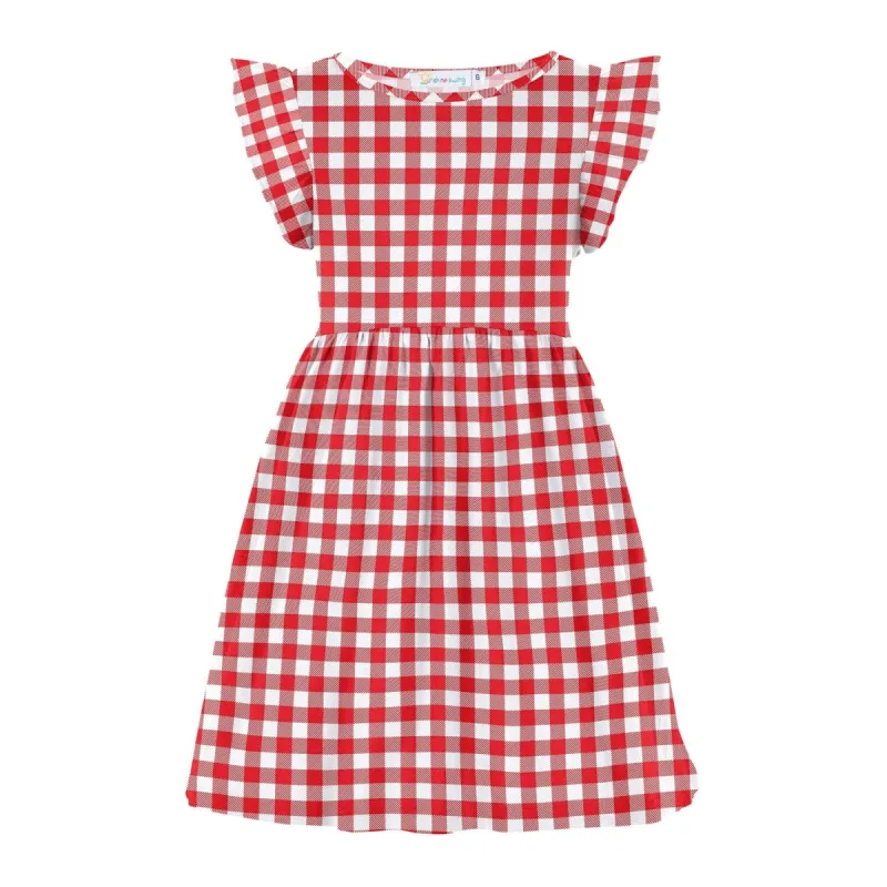 Red & White Plaid Print Angel-Sleeve A-Line Dress sold by Zulily