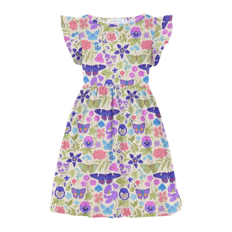 Green & Purple Butterfly Print Angel-Sleeve A-Line Dress sold by Zulily