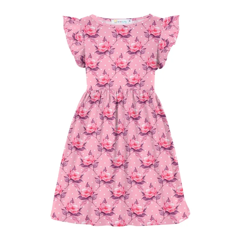 Pink Floral & Polka Dot Print Angel-Sleeve A-Line Dress sold by Zulily