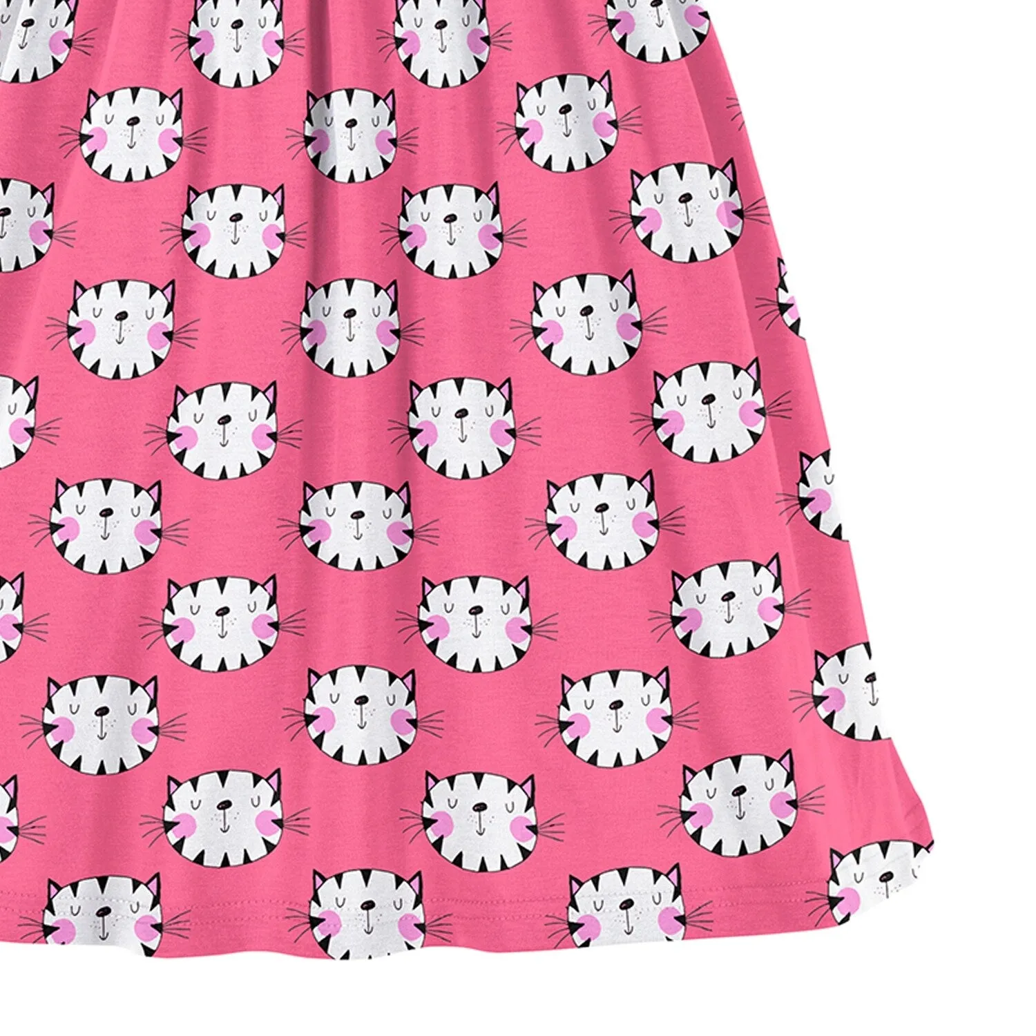 Pink Cat Face Print Angel-Sleeve A-Line Dress sold by Zulily product image thumbnail 3