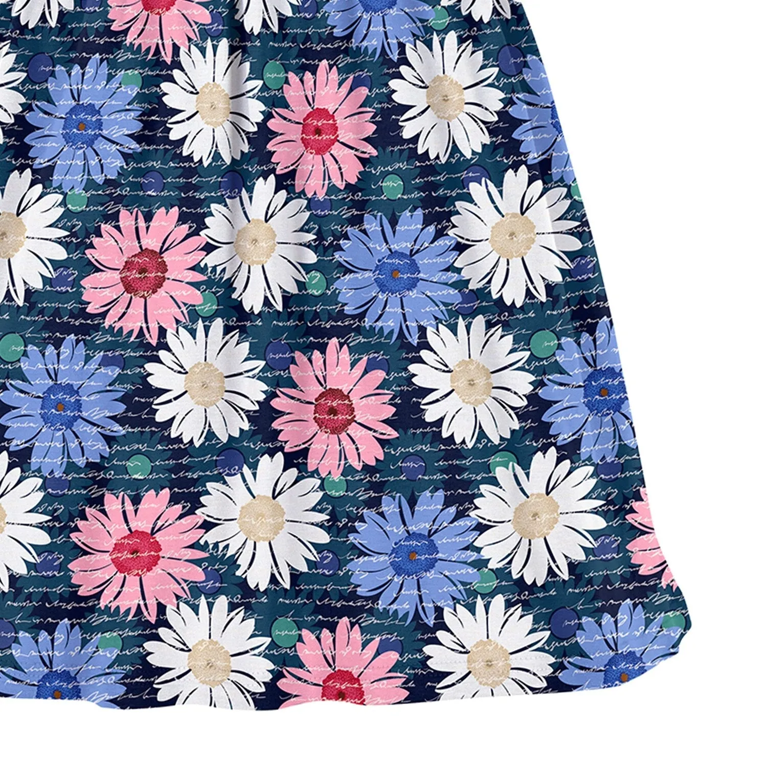 Blue & Pink Daisy Print Angel-Sleeve A-Line Dress sold by Zulily product image thumbnail 3