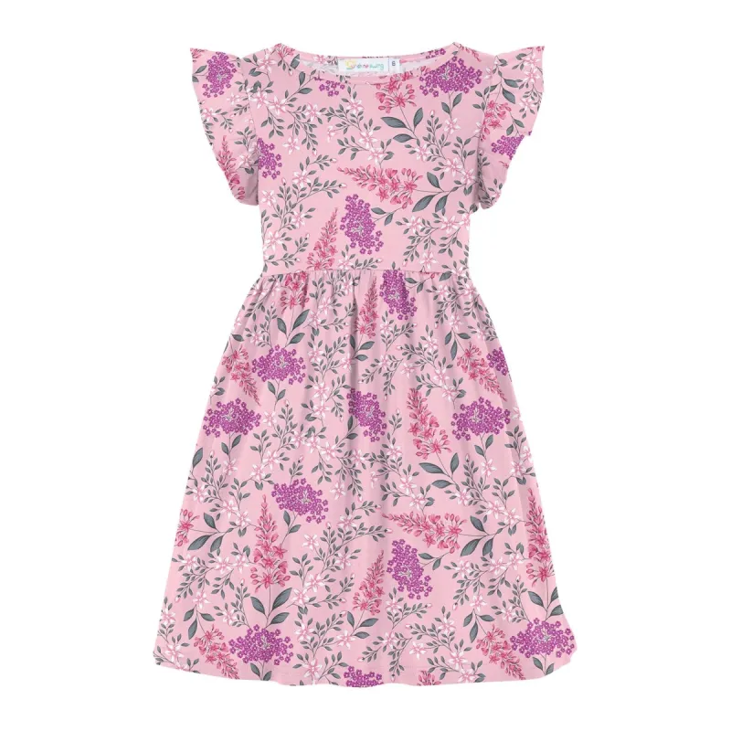 Pink Floral Print Angel-Sleeve A-Line Dress sold by Zulily