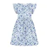 White & Blue Floral Bunny Print Angel-Sleeve A-Line Dress sold by Zulily