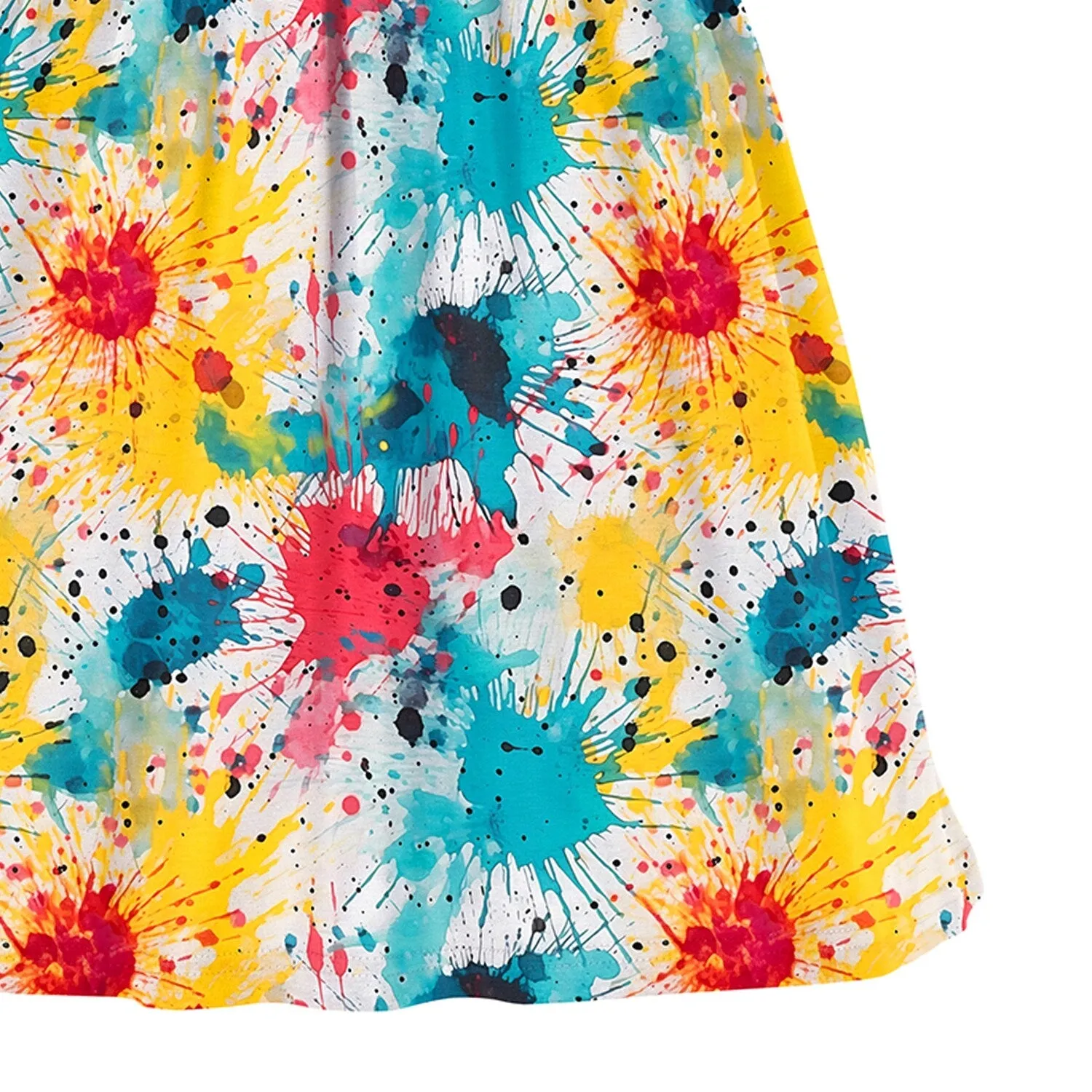 Teal & Yellow Splatter Print Angel-Sleeve A-Line Dress sold by Zulily product image thumbnail 3