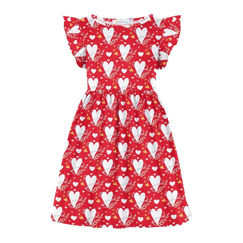 Red & White Heart Print Angel-Sleeve A-Line Dress sold by Zulily