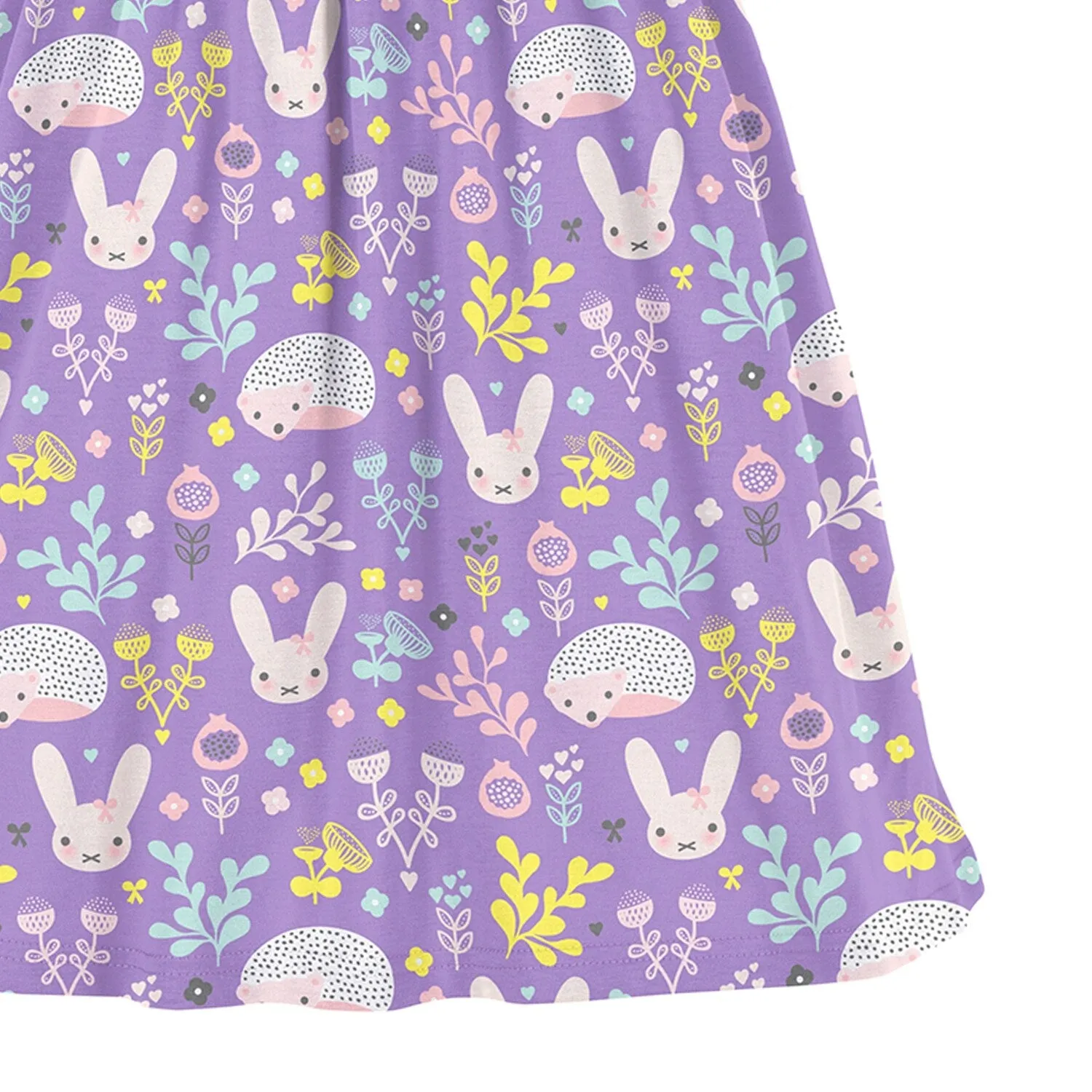 Purple Floral Bunny Print Angel-Sleeve A-Line Dress sold by Zulily product image thumbnail 3