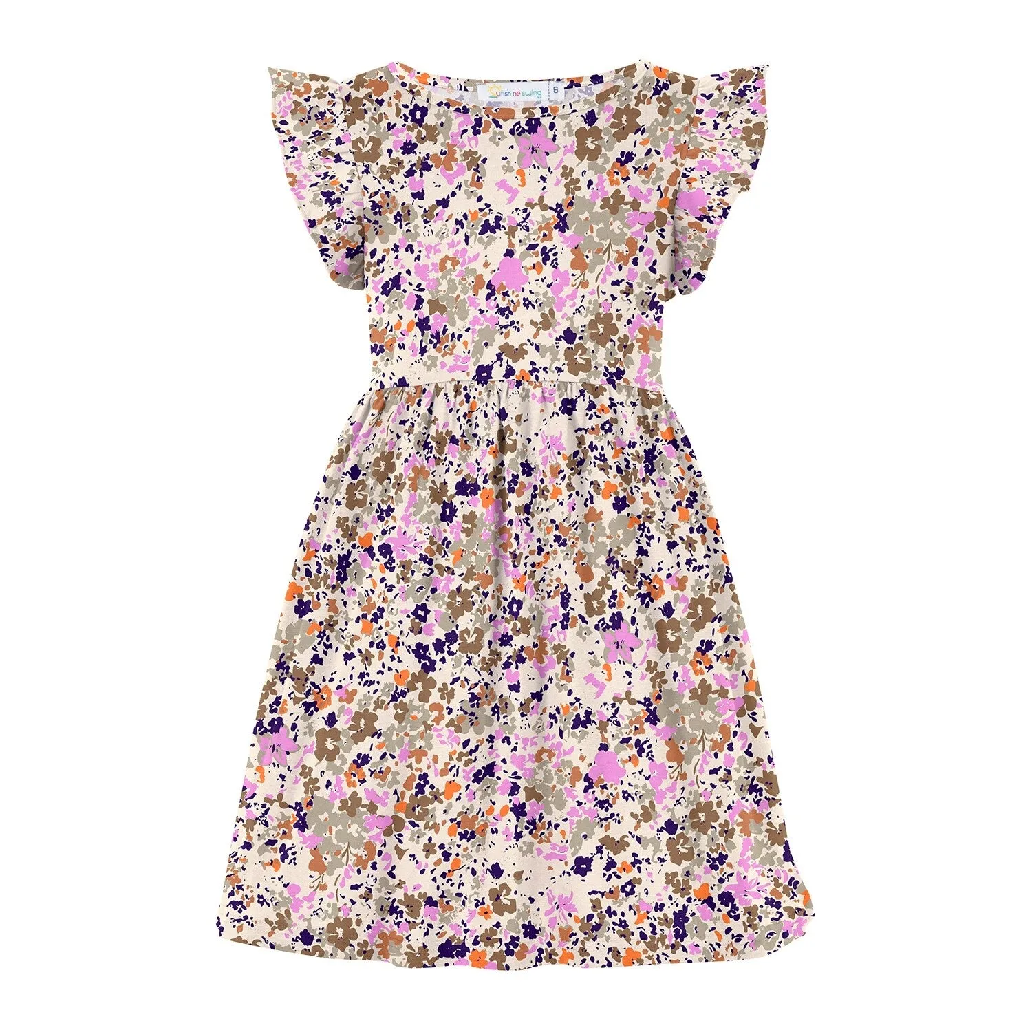 Beige & Pink Watercolor Floral Print Angel-Sleeve A-Line Dress sold by Zulily