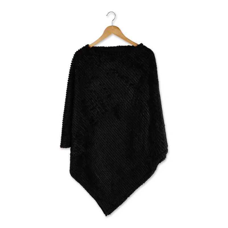 Lola May Fuzzy Poncho, Black sold by Zulily
