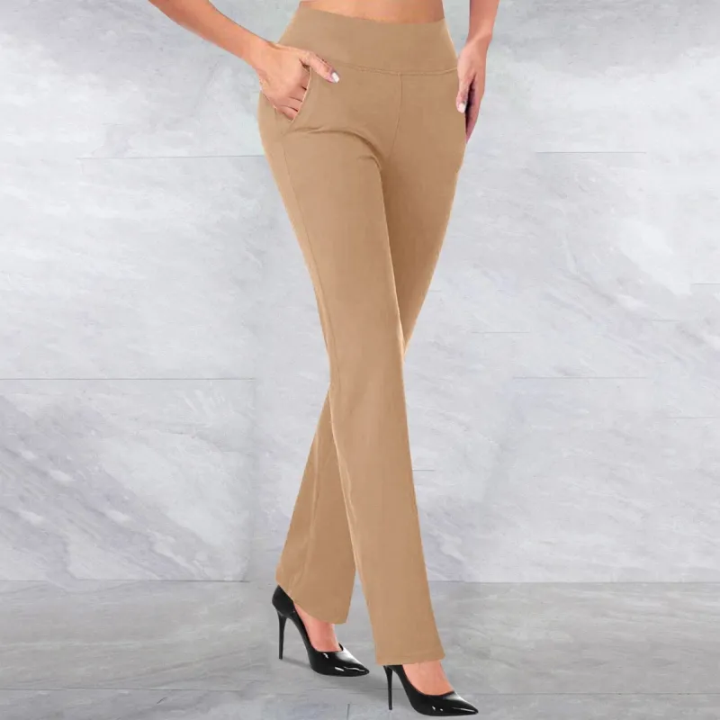 Khaki High Waist Casual Pants sold by Zulily