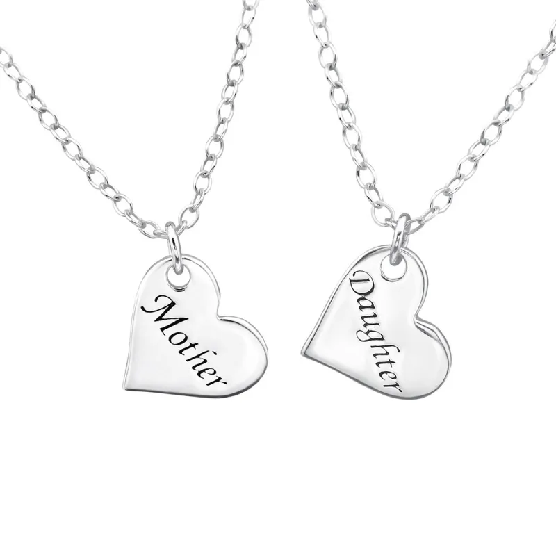Sterling Silver Mother & Daughter Heart Pendant Necklace Set sold by Zulily