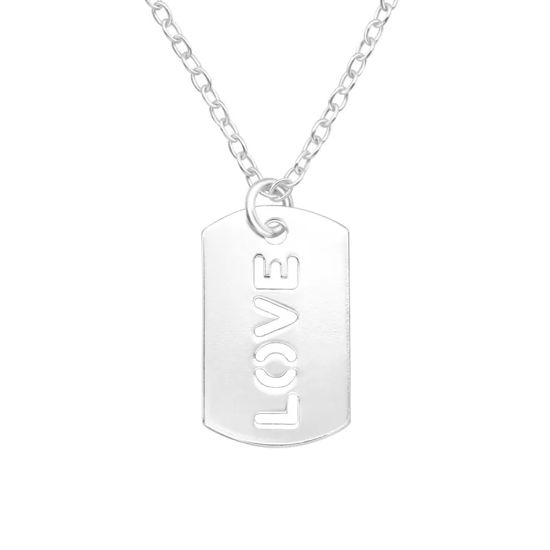 Sterling Silver Love Dog Tag Pendant Necklace sold by Zulily