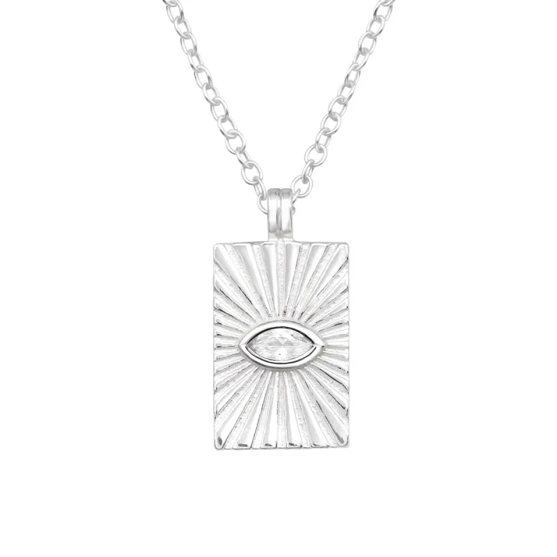 Sterling Silver Rectangular Eye Cubic Zirconia Pendant Necklace sold by Zulily