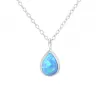 Sterling Silver Dainty Blue Opal Teardrop Pendant Necklace - Ag Sterling sold by Zulily