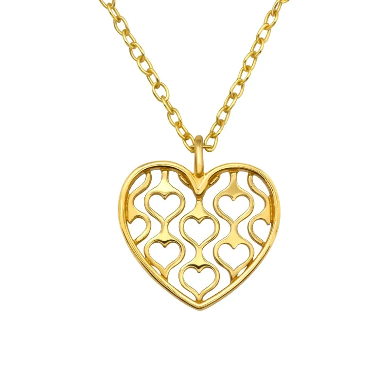 18kt Plated Sterling Silver Hearts Pendant Necklace - Gold sold by Zulily