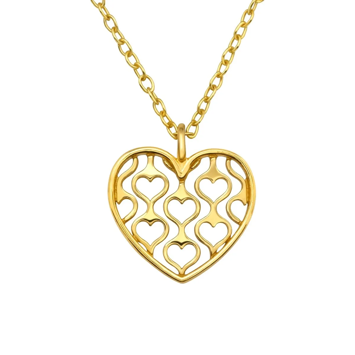 18kt Plated Sterling Silver Hearts Pendant Necklace - Gold sold by Zulily