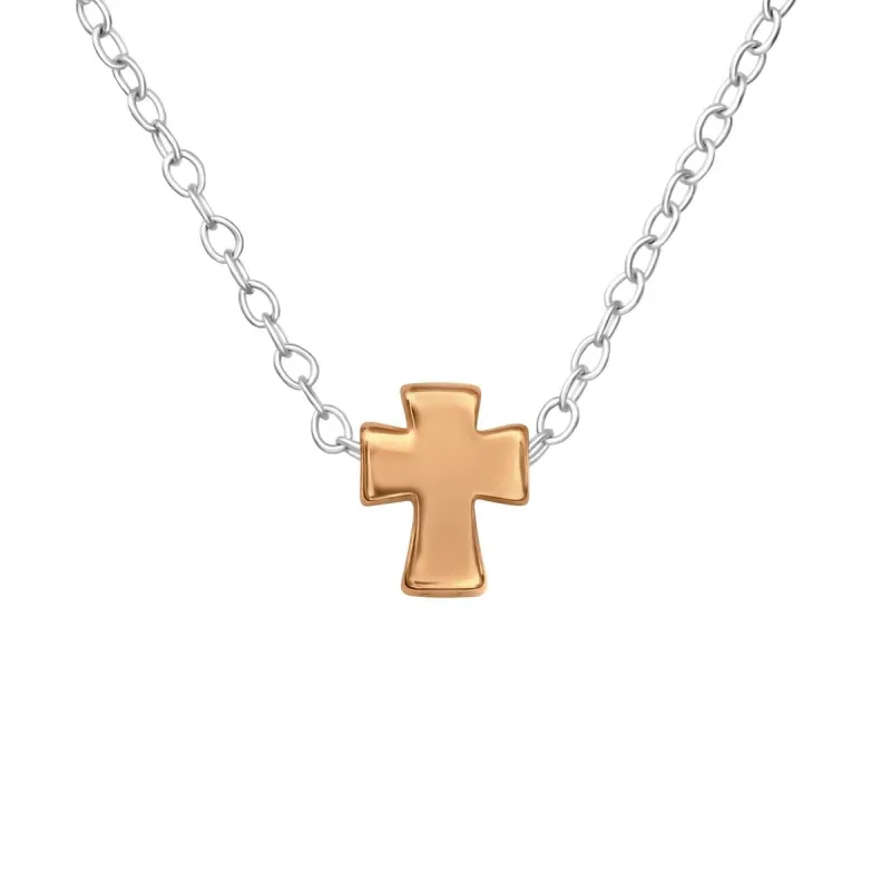 Sterling Silver Rose Goldtone Cross Pendant Necklace - Rosegold sold by Zulily