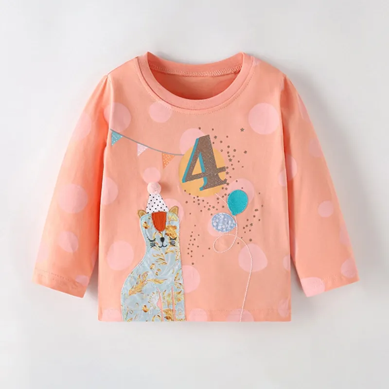 Coral Cat Round Neck Long Sleeve Top sold by Zulily