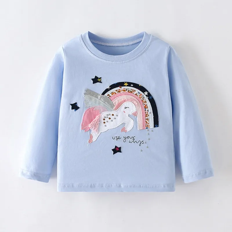 Blue Rainbow Horse Round Neck Long Sleeve Top sold by Zulily