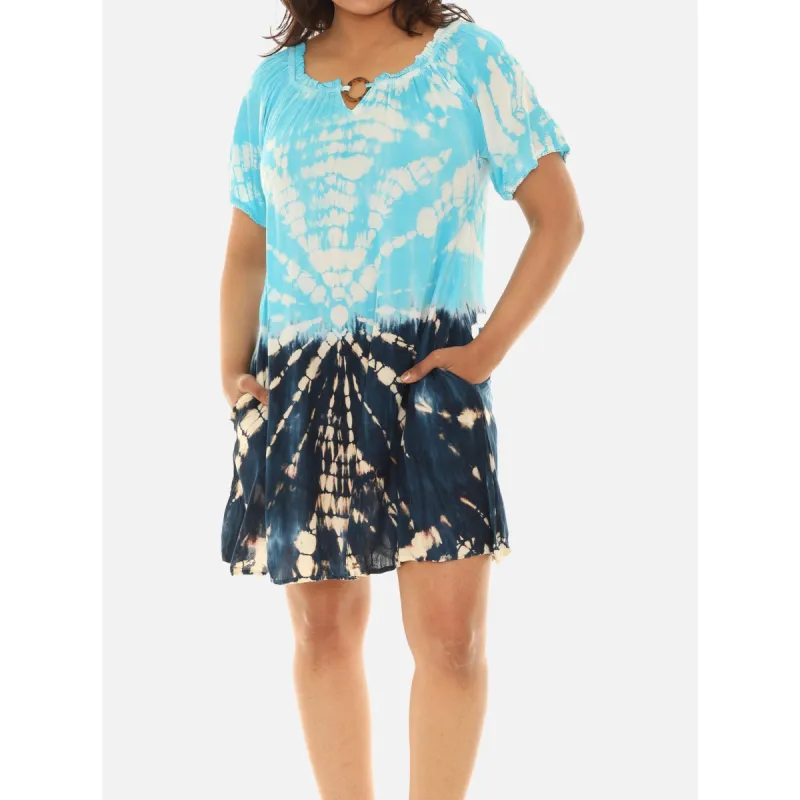 Boho Chic Tie Dye Midi Dress with Keyhole Neckline sold by Zulily