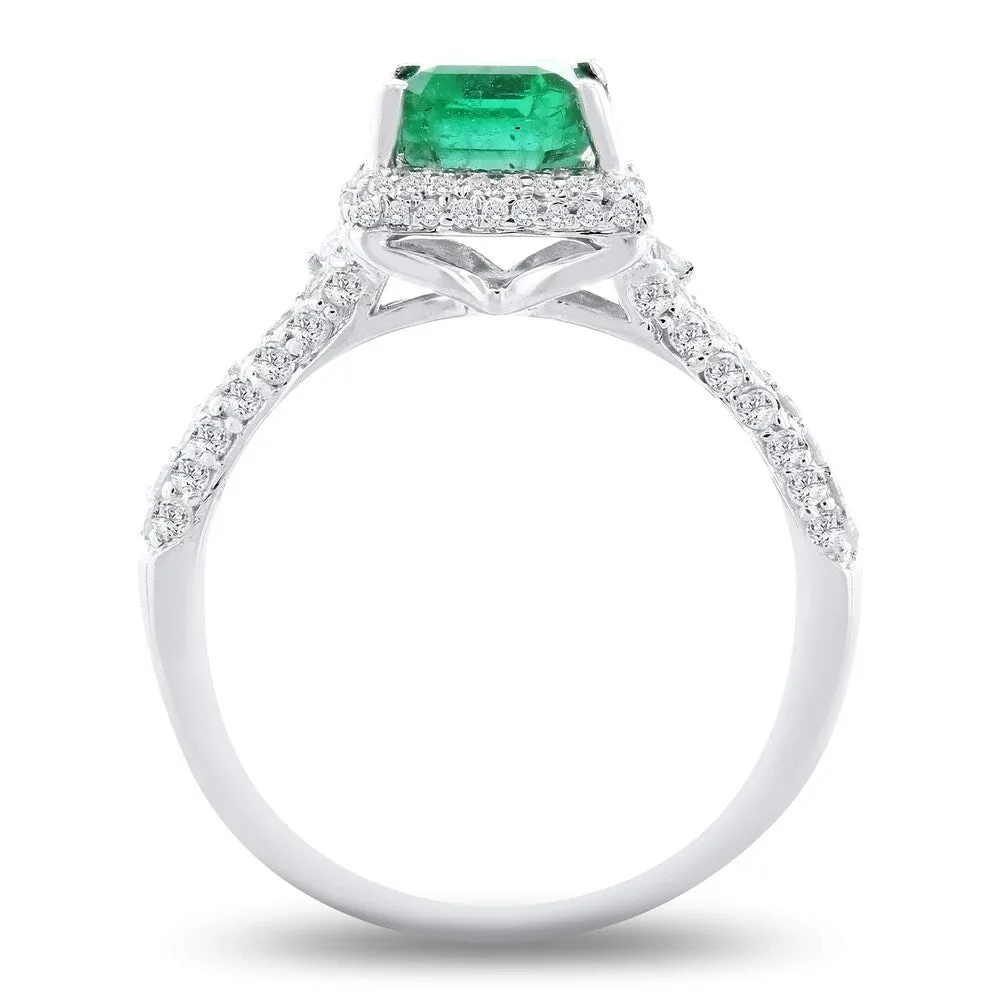 Auriya 14k White Gold 1 9/10ct Emerald-Cut Emerald and 5/8ct TDW Diamond Halo Engagement Ring sold by Zulily product image thumbnail 4