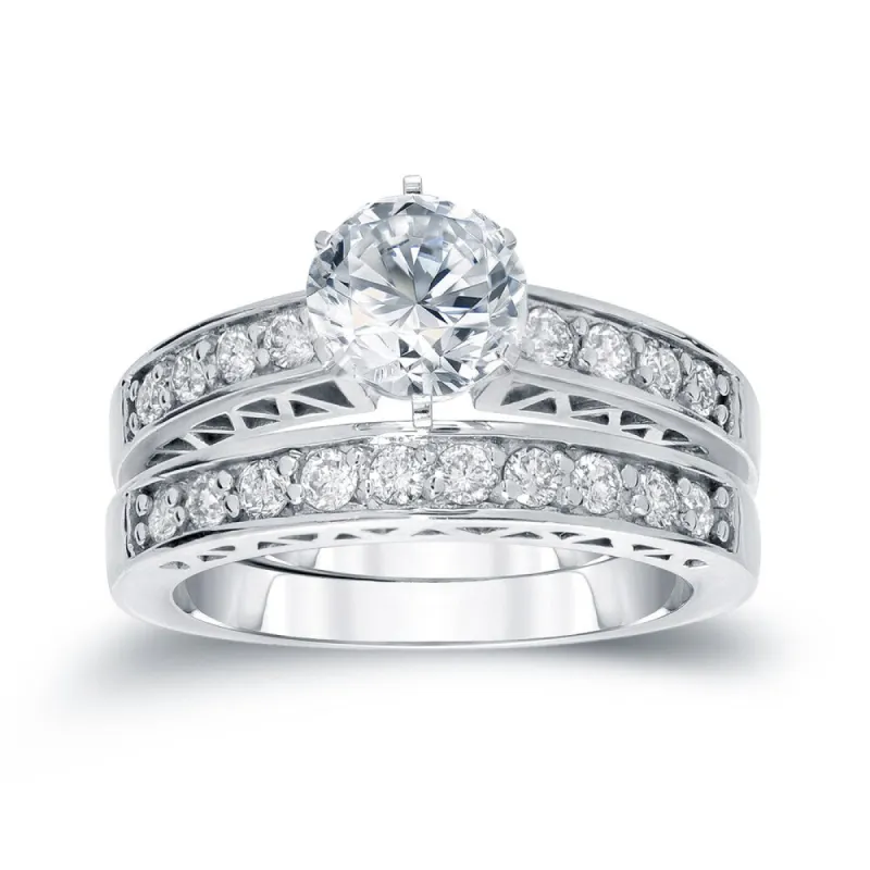 Auriya 14k Gold 1 1/4ctw Round Diamond Engagement Ring Set Certified sold by Zulily