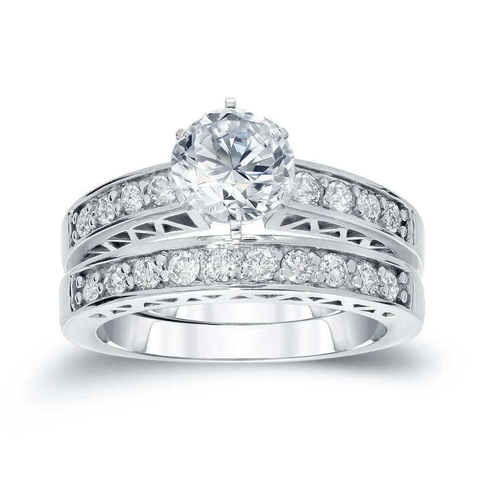 Auriya 14k Gold 1 1/4ctw Round Diamond Engagement Ring Set Certified sold by Zulily