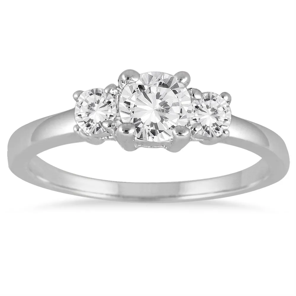 3/4 Carat TW Diamond Three Stone Engagement Ring in 14K White Gold sold by Zulily
