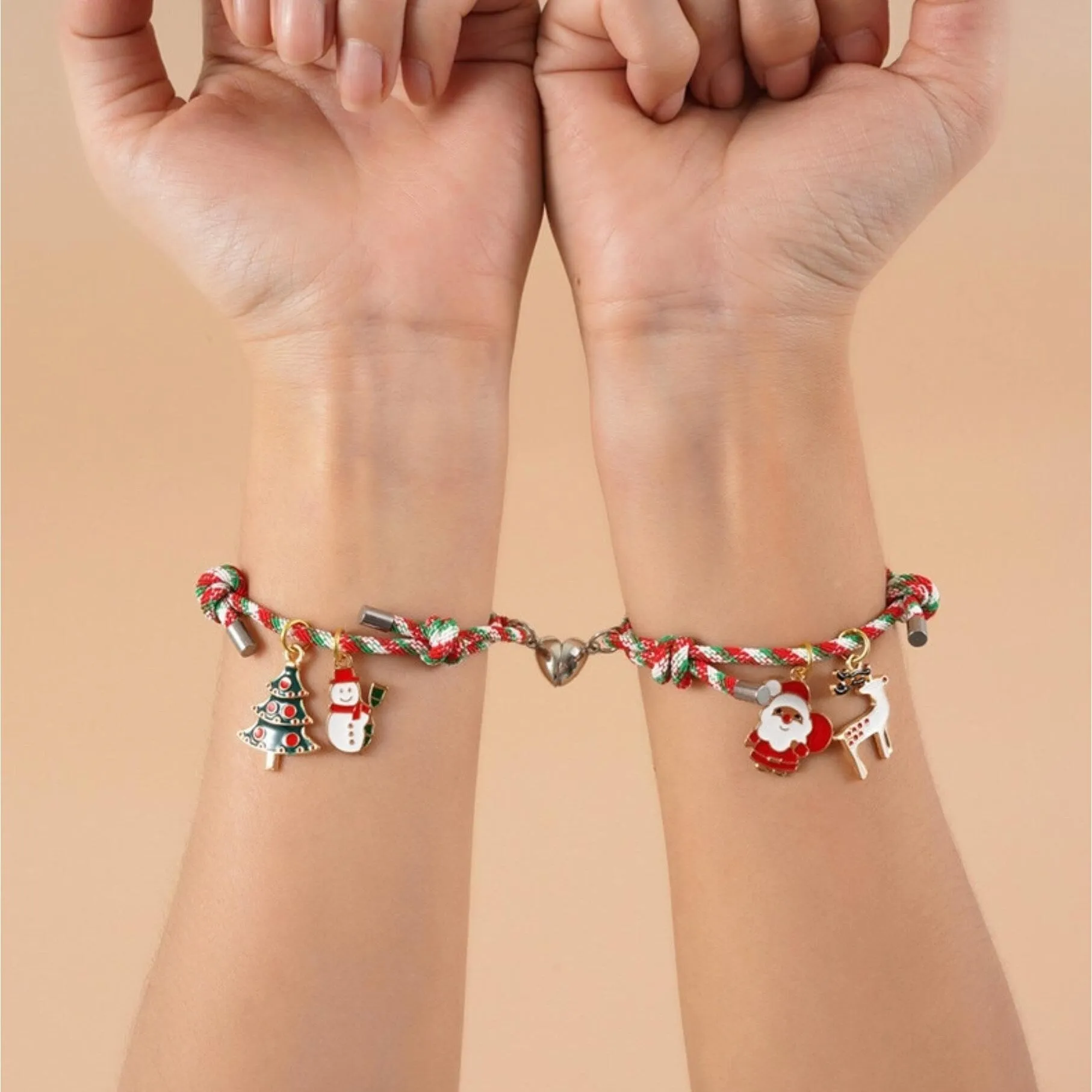 Red & Green Christmas Charmed Set of 2 Magnetic Bracelets sold by Zulily product image thumbnail 2