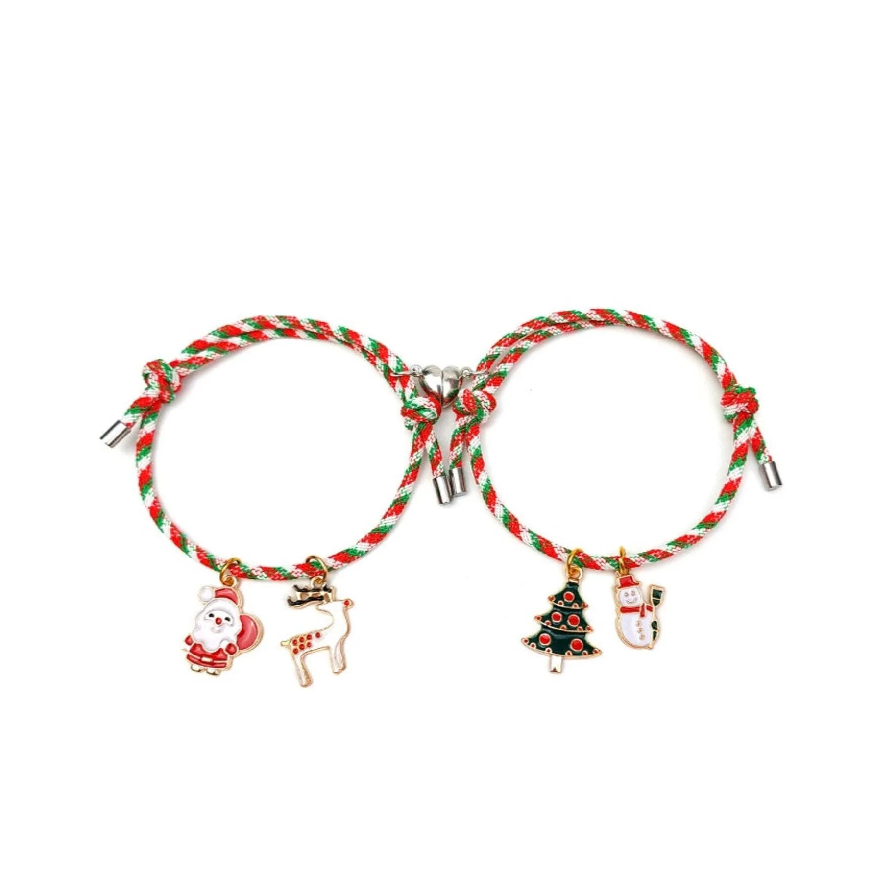 Red & Green Christmas Charmed Set of 2 Magnetic Bracelets sold by Zulily