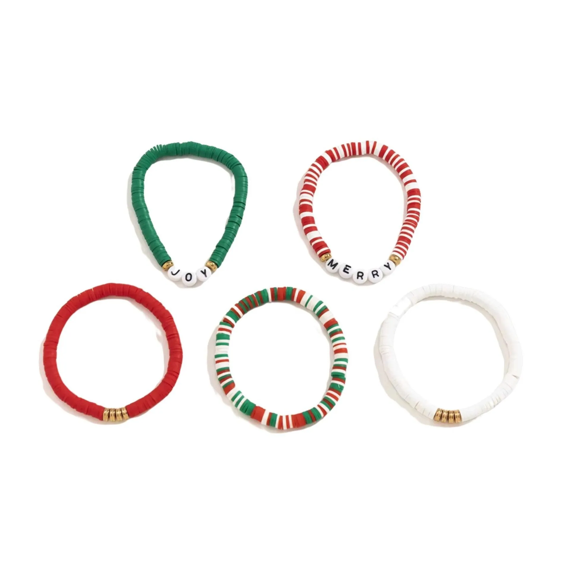 Red, White & Green Joy & Merry Beaded Bracelet Set sold by Zulily product image thumbnail 4