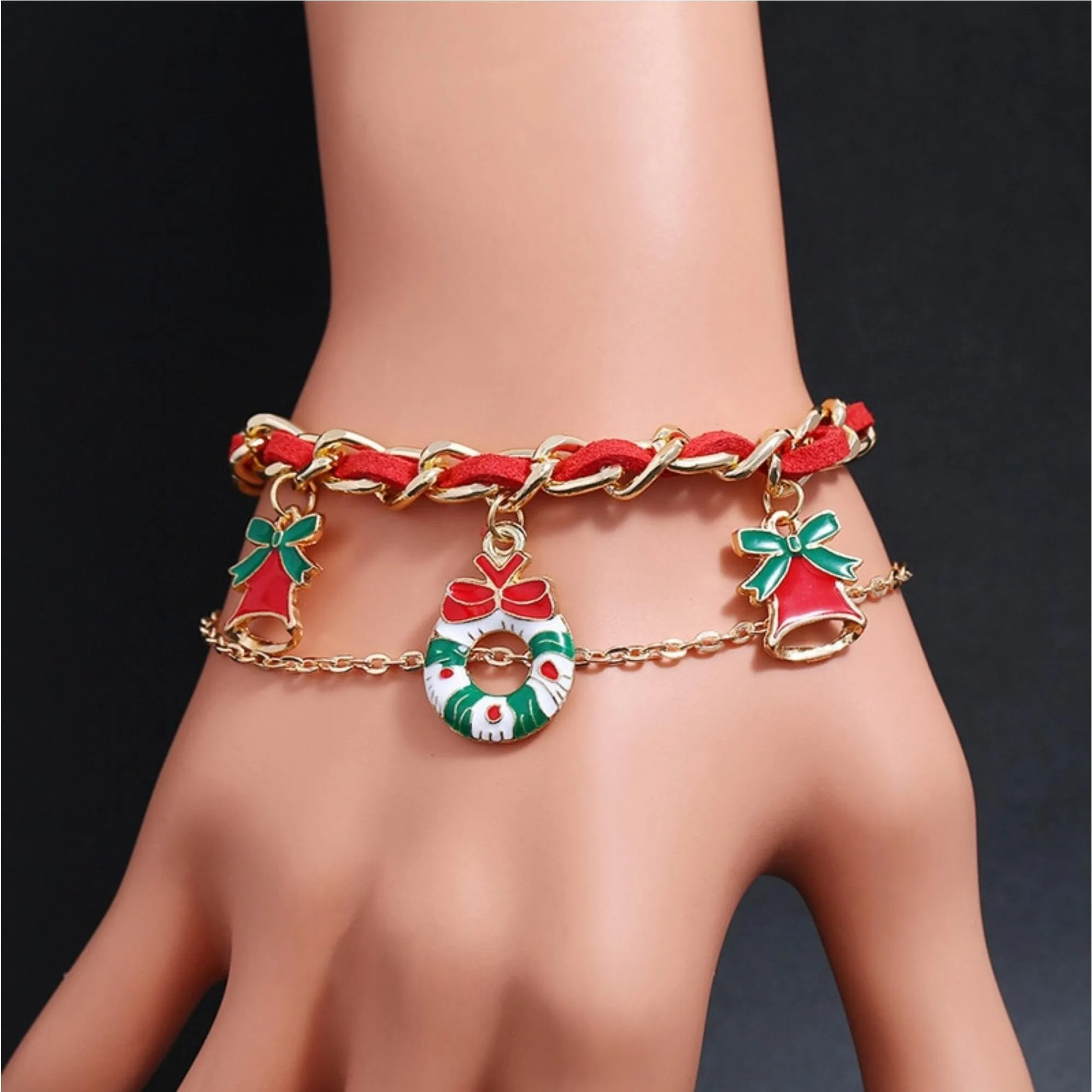 Goldtone Red Christmas Charm Bracelet sold by Zulily product image thumbnail 2