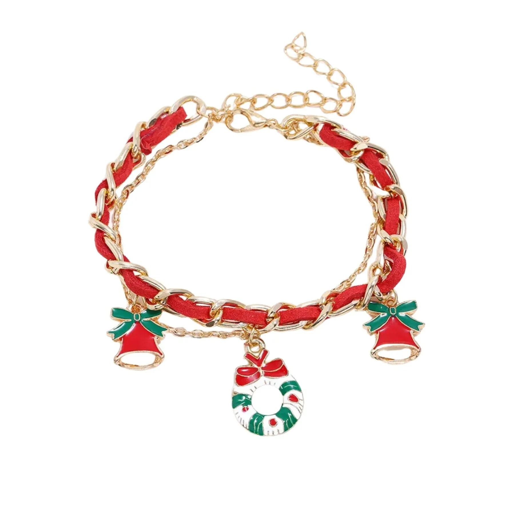 Goldtone Red Christmas Charm Bracelet sold by Zulily